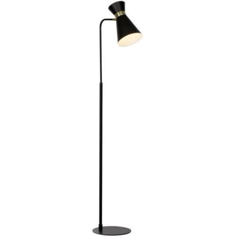 BRILLIANT lampadaire Goldy lampadaire 1 lumière noir-mat / or  1x A60, E27, 28W, lampes normales gf non spécifiées.  Convient aux lampes LED  Avec pédale