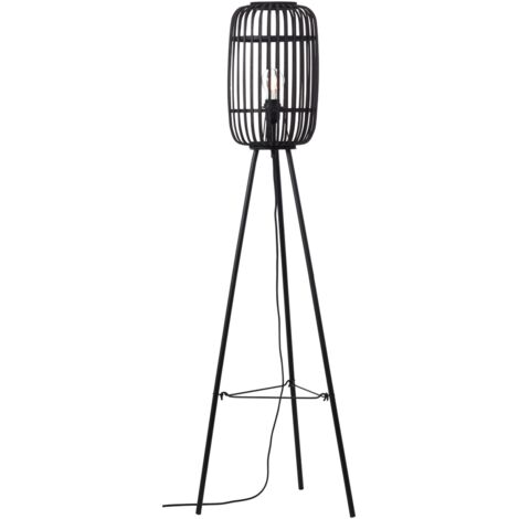 BRILLIANT lampadaire Woodrow, trois pieds bois foncé / noir Éclairage d'intérieur, lampeadaires, trépied  1x A60, E27, 60W, convient aux lampes normales (non incluses)  A ++  Avec interrupteur