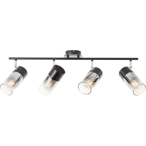 Brilliant Lampe Alia Spotbalken 4-flammig schwarz/rauchglas Metall schwarz 4x A60, E27, 40 W