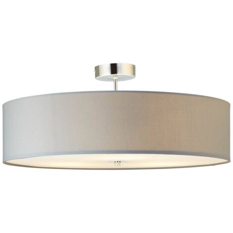 BRILLIANT lampe Andria plafonnier 60cm chrome / gris clair  3x A60, E27, 60W, lampes normales gf non spécifiées  Convient aux lampes LED  Dimmable lors de l'utilisation de lampes appropriées