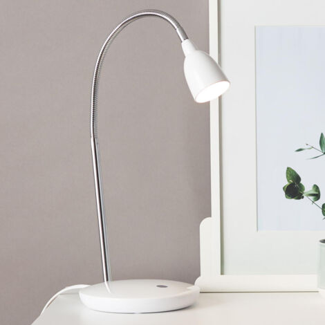 BRILLIANT Lampe Anthony LED Tischleuchte eisen/weiß  1x 2.4W LED integriert, (200lm, 3000K)  Mit Druckschalter an der Basis