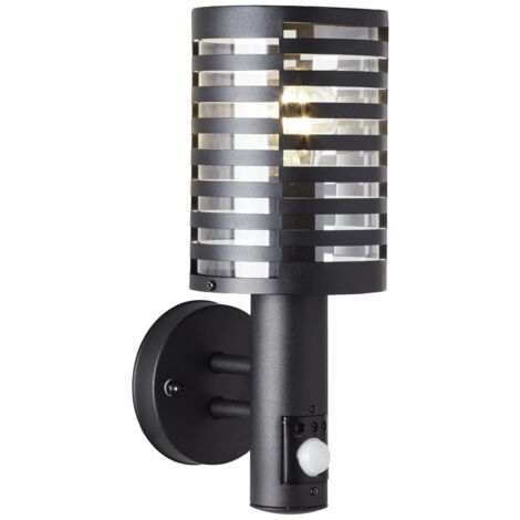 BRILLIANT lampe, applique murale d'extérieur Venlo avec détecteur de mouvement noir mat, acier inoxydable / plastique, 1x A60, E27, 40W, lampes normales (non incluses), A ++