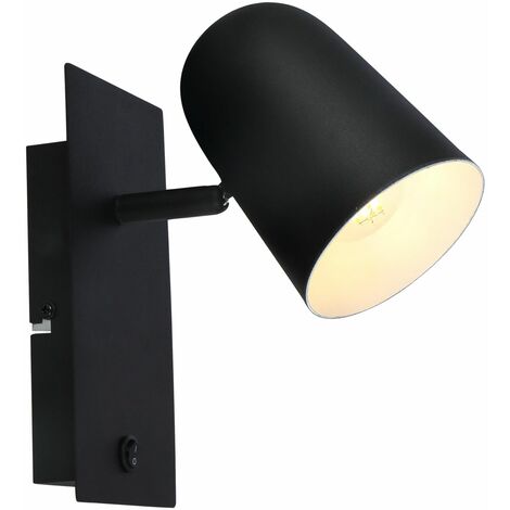 BRILLIANT Lampe Ayr Wandspot Schalter schwarz matt  1x D45, E14, 18W, geeignet für Tropfenlampen (nicht enthalten)  Mit Kippschalter