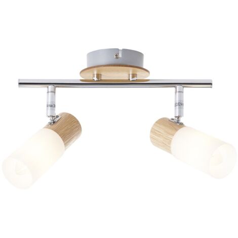 BRILLIANT lampe Babsan spot tube 2 lumière bois clair / blanc  2x C35, E14, 3,5W, adapté aux lampes à bougie (non incluses)  Échelle A ++ à E  Têtes pivotantes