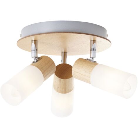 BRILLIANT lampe Babsan Spotrondell 3flg bois clair / blanc  3x C35, E14, 3,5W, adapté aux lampes à bougie (non incluses)  Échelle A ++ à E  Têtes pivotantes