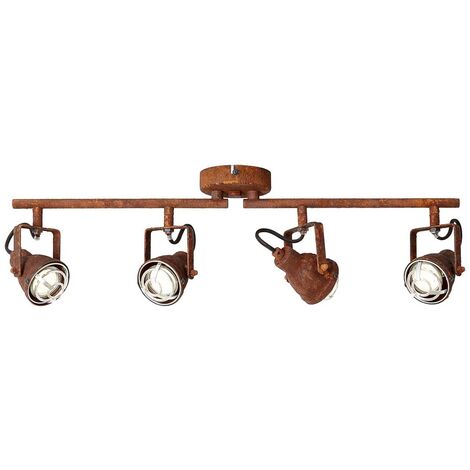 BRILLIANT Lampe Bente Spotrohr 4flg rostfarbend 4x PAR51, GU10, 4W, geeignet für Reflektorlampen (nicht enthalten) Köpfe schwenkbar / Arme drehbar