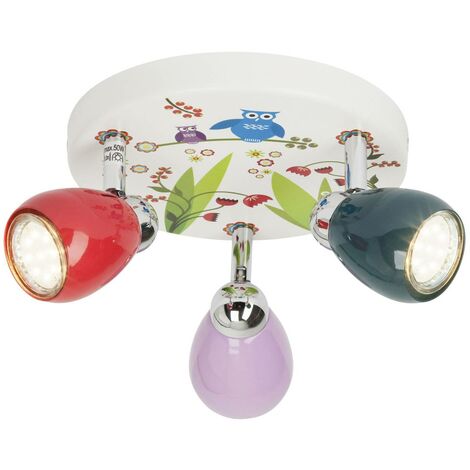 BRILLIANT Lampe Birds LED Spotrondell 3flg bunt 3x LED-PAR51, GU10, 3W LED-Reflektorlampen inklusive, (250lm, 3000K) Köpfe schwenkbar