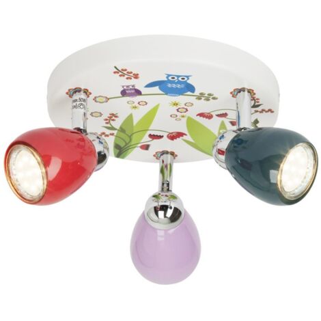 BRILLIANT lampe Birds LED Spotrondell 3flg multicolore  3x LED-PAR51, GU10, 3W lampes à réflecteur LED incluses, (250lm, 3000K)  Échelle A ++ à E  Têtes pivotantes