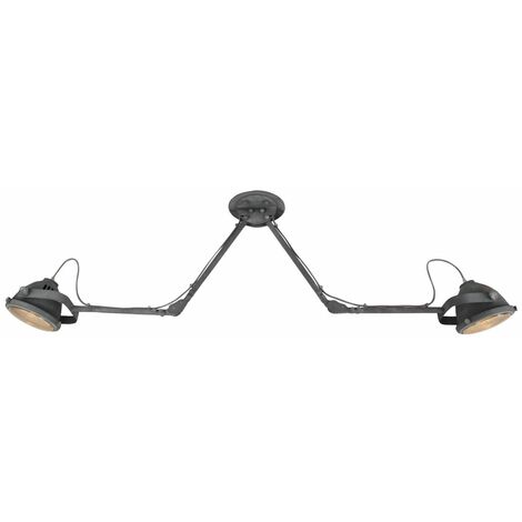 BRILLIANT Lampe Carmen Deckenspot 2flg grau Beton 2x A60, E27, 40W,  geeignet für Normallampen (nicht enthalten) Köpfe schwenkbar