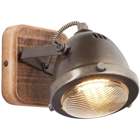 BRILLIANT lampe Carmen Spot mural en bois acier brûlé / bois  1x PAR51, GU10, 5W, adapté aux lampes à réflecteur (non incluses)  Échelle A ++ à E  Tête pivotante