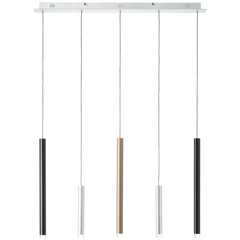 BRILLIANT Lampe Cembalo LED Pendelleuchte 5flg alu/schwarz/braun 5x 4W LED integriert, 362lm, 3000K In 3 Stufen über Wandschalter dimmbar In der Höhe einstellbar / Kabel kürzbar