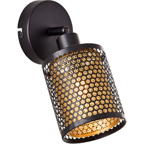 Brilliant lampe Cheval spot mural noir métal doré/bambou noir 1x D45, E14, 28 W