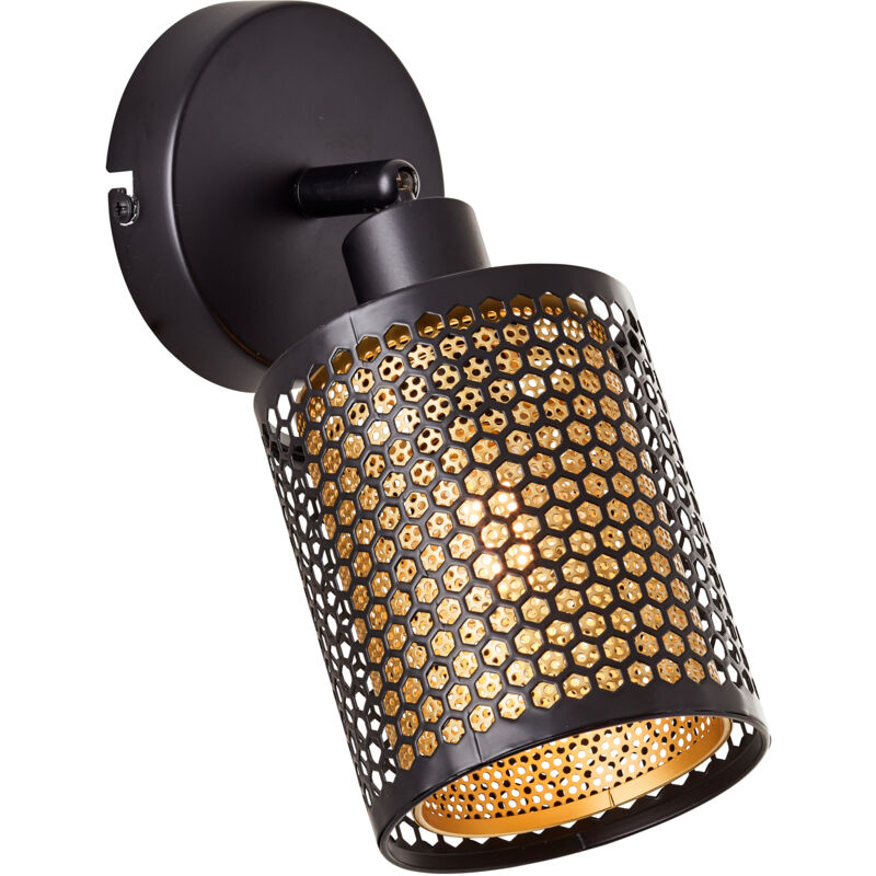 Brilliant - lampe Cheval spot mural noir métal doré/bambou noir 1x D45, E14, 28 w
