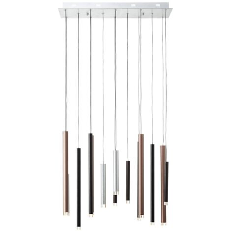 BRILLIANT lampe clavecin LED suspension 14 flg marron / café  14x 4W LED intégrés, 293lm, 3000K  Dimmable en 3 étapes via interrupteur mural  Réglable en hauteur / câble peut être raccourci