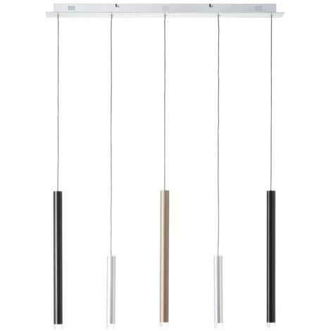 BRILLIANT lampe clavecin LED suspension 5 lumières alu / noir / marron  5x 4W LED intégrés, 362lm, 3000K  Dimmable en 3 étapes via interrupteur mural  Réglable en hauteur / câble peut être rac