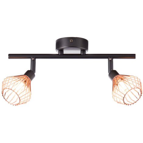 BRILLIANT Lampe Dalma Spotrohr 2flg schwarz/kupfer  2x QT14, G9, 33W, geeignet für Stiftsockellampen (nicht enthalten)  Köpfe schwenkbar