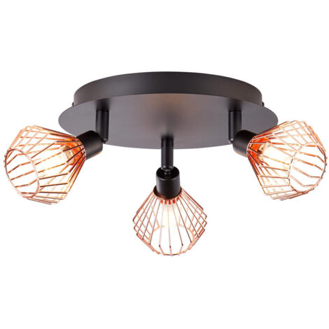 BRILLIANT Lampe Dalma Spotrondell 3flg schwarz/kupfer  3x QT14, G9, 33W, geeignet für Stiftsockellampen (nicht enthalten)  Köpfe schwenkbar