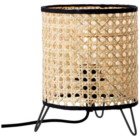 BRILLIANT lampe de table Wiley en rotin  1x A60, E27, 60W, adapté aux lampes standard (non incluses)  Échelle A ++ à E  Avec interrupteur à cordon