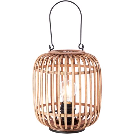 BRILLIANT lampe de table Woodrow avec poignée brun clair  1x A60, E27, 60W, adapté aux lampes standard (non incluses)  Échelle A ++ à E  Avec interrupteur à cordon