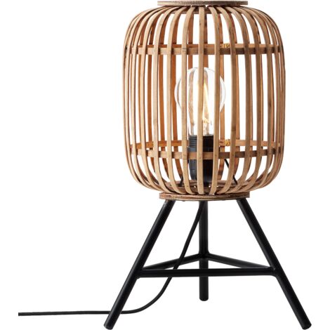 BRILLIANT lampe de table Woodrow brun clair  1x A60, E27, 60W, lampes normales gf non spécifiées.  Avec interrupteur à cordon  Convient aux lampes LED