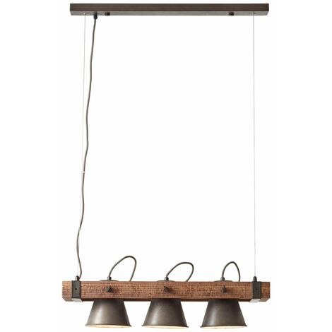 BRILLIANT Lampe, Decca Pendelleuchte 3flg schwarz stahl, 3x A60, E27, 10W, Holz aus nachhaltiger Waldwirtschaft (FSC)