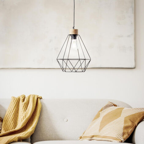 BRILLIANT Lampe, Drewno Pendelleuchte 25cm schwarz/holzfarbend, 1x A60, E27, 25W, Holz aus nachhaltiger Waldwirtschaft (FSC)