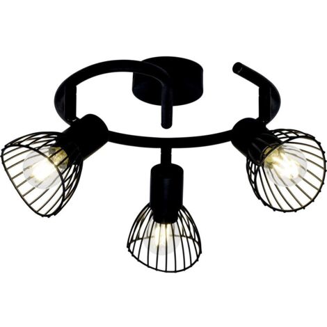 BRILLIANT lampe Elhi spot spirale 3flg noir  3x D45, E14, 40W, adaptées aux lampes à suspension (non incluses)  Échelle A ++ à E  Têtes pivotantes