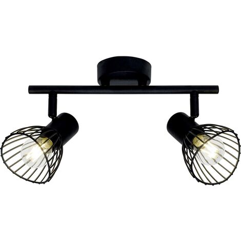 BRILLIANT Lampe Elhi Spotrohr 2flg schwarz  2x D45, E14, 40W, geeignet für Tropfenlampen (nicht enthalten)  Köpfe schwenkbar