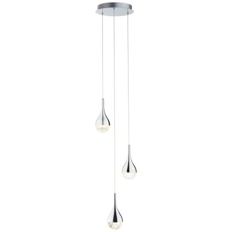 BRILLIANT lampe Frizzante LED suspension 3 lumières chrome easyDim  3x 5W LED intégré (SMD), (400lm, 3000K)  Échelle A ++ à E  EasyDim: dimmable avec interrupteurs conventionnels