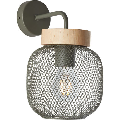 Brilliant Lampe Giada Wandleuchte oliv grün/holz Metall grün 1x A60, E27, 40 W