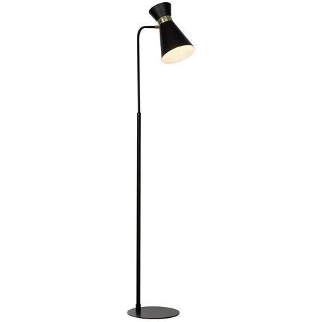 BRILLIANT Lampe Goldy Standleuchte 1flg schwarz-matt/gold  1x A60, E27, 28W, g.f. Normallampen n. ent.  Für LED-Leuchtmittel geeignet  Mit Fußschalter