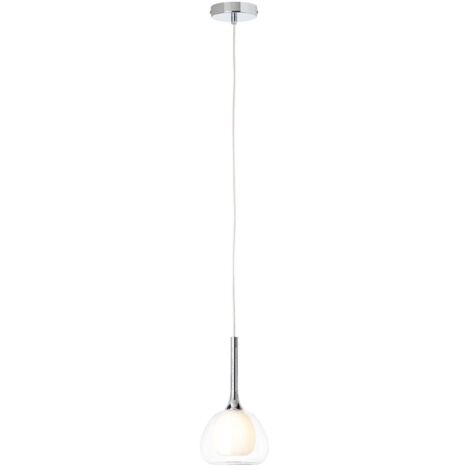 BRILLIANT lampe Hadan suspension 10cm chrome / blanc-transparent  1x D45, E14, 40W, adapté aux lampes à suspension (non inclus)  Échelle A ++ à E  Réglable en hauteur / câble peut être raccour