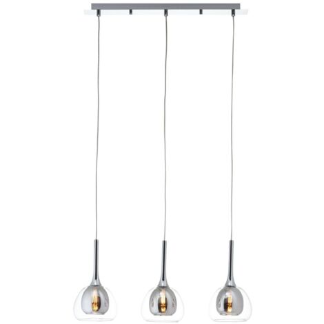BRILLIANT lampe Hadan suspension 3 lampes fumée / transparent / chrome  3x D45, E14, 40W, convient aux lampes à suspension non incluses  Réglable en hauteur / câble peut être raccourci  Convie