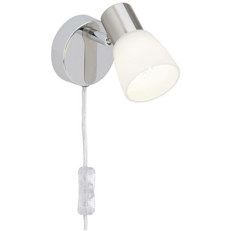 BRILLIANT Lampe Janna LED Wandspot Zuleitung und Schalter eisen/chrom/weiß  1x LED-Z45, E14, 4W LED-Tropfenlampe inklusive, (450lm, 2700K) Mit  Zuleitung und Schalter