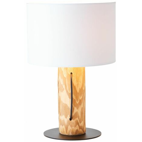 BRILLIANT Lampe, Jimena Tischleuchte kiefer gebeizt, Holz/Textil, 1x A60, E27, 25W,Normallampen (nicht enthalten)