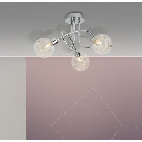 BRILLIANT Lampe Joya Deckenleuchte 3flg chrom  3x QT14, G9, 33W, geeignet für Stiftsockellampen (nicht enthalten)  Dekodraht im Glas