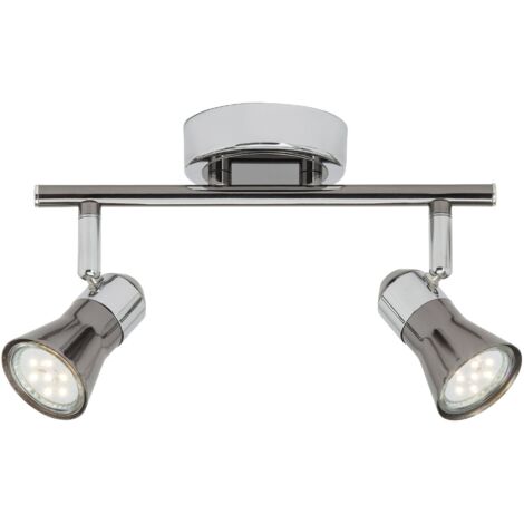 BRILLIANT lampe Jupp LED spot tube 2 lumières chrome / noir  2x LED-PAR51, GU10, 3W lampes à réflecteur LED incluses, (250lm, 3000K)  Échelle A ++ à E  Têtes pivotantes