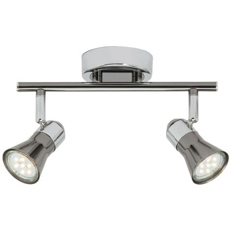BRILLIANT Lampe Jupp LED Spotrohr 2flg chrom/schwarz  2x LED-PAR51, GU10, 3W LED-Reflektorlampen inklusive, (250lm, 3000K)  Köpfe schwenkbar
