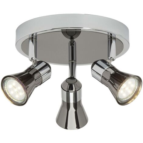 BRILLIANT Lampe Jupp LED Spotrondell 3flg chrom/schwarz  3x LED-PAR51, GU10, 3W LED-Reflektorlampen inklusive, (250lm, 3000K)  Köpfe schwenkbar