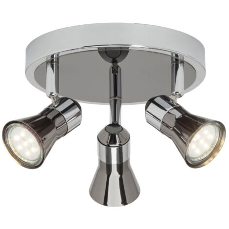 BRILLIANT lampe Jupp LED Spotrondell 3flg chrome / noir  3x LED-PAR51, GU10, 3W lampes à réflecteur LED incluses, (250lm, 3000K)  Échelle A ++ à E  Têtes pivotantes
