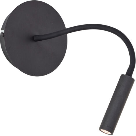 Brilliant lampe Jutta LED spot mural avec bras flexible et interrupteur sable noir métal/plastique noir 4,1 W LED intégrée