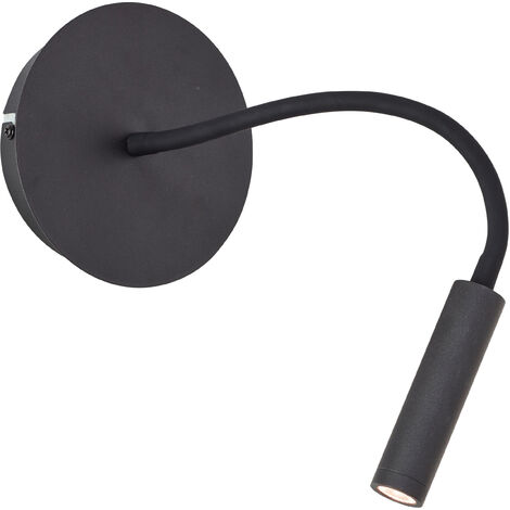 Brilliant Lampe Jutta LED Wandspot mit Flexarm und Schalter sand schwarz Metall/Kunststoff schwarz 4,1 W LED integriert