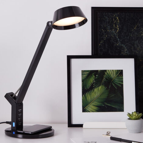 BRILLIANT Lampe, Kaila LED Tischleuchte mit Induktionsladeschale schwarz, 1x LED integriert, 8W LED integriert, (710lm, 3100-6100K), Kabelloses Aufladen von mobilen Geräten