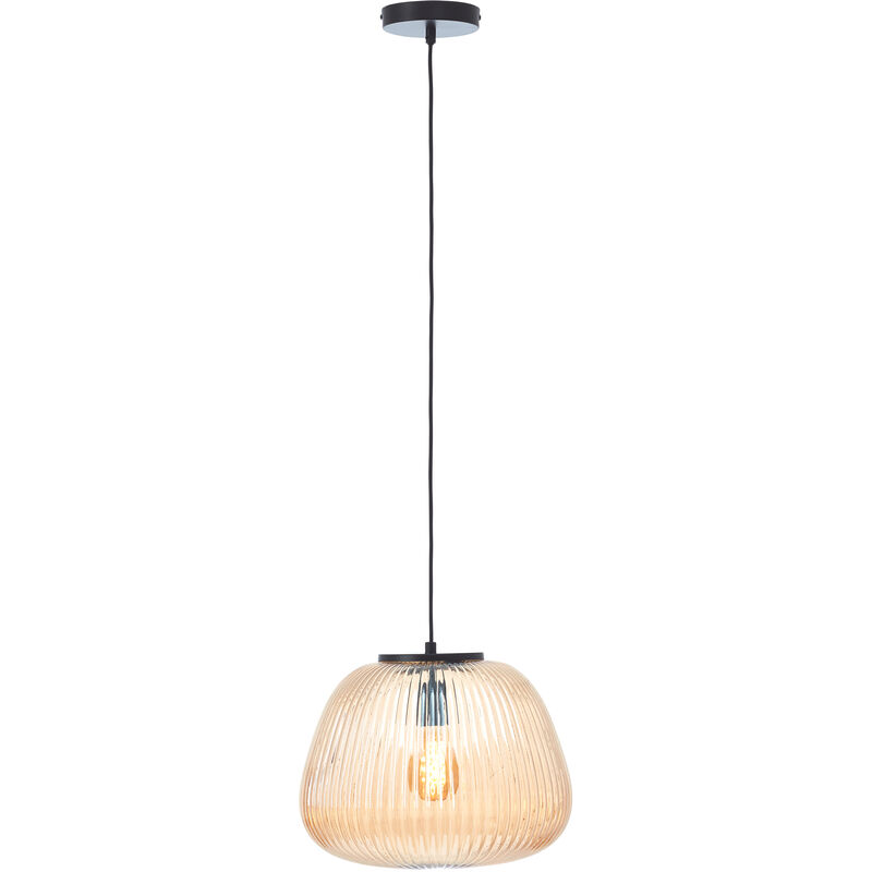 Lampe Kaizen Pendelleuchte 35cm Amber-bernstein/schwarz Matt Kunststoff Braun 1x A60, E27, 40 W - Brilliant
