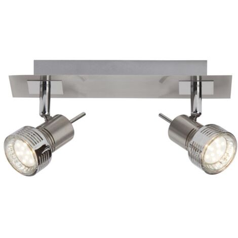 BRILLIANT lampe Kassandra Barre spot LED 2 lames fer / chrome  2x LED-PAR51, GU10, 3W lampes à réflecteur LED incluses, (250lm, 3000K)  Échelle A ++ à E  Têtes pivotantes
