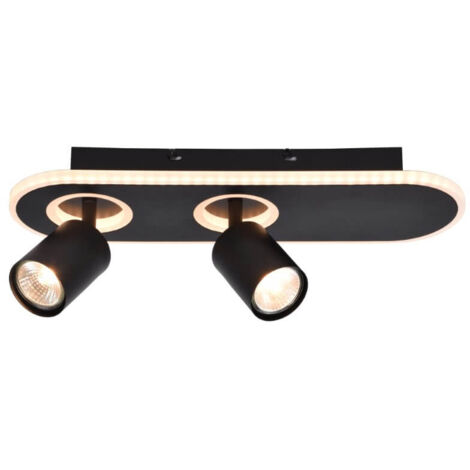 BRILLIANT lampe, Kimon LED spot bar 2 flammes noir, 2x PAR51, GU10, 5W adapté aux lampes à réflecteur, têtes pivotantes