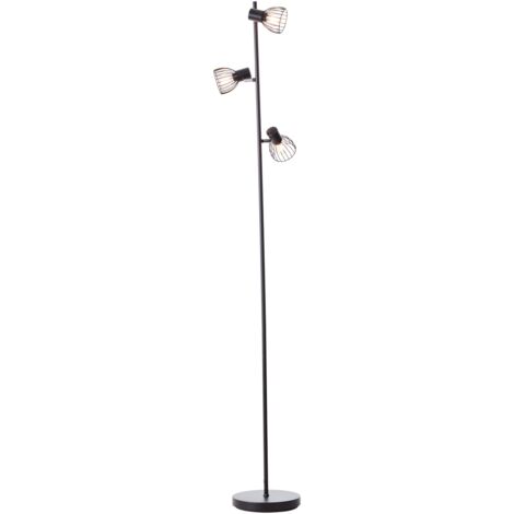 BRILLIANT lampe, lampadaire Blacky 3 flammes noir mat, 3x D45, E14, 25W, avec interrupteur à pied