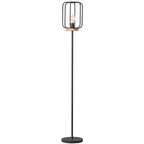 BRILLIANT lampe, lampadaire Tosh 1 flamme bois antique / corindon noir, 1x A60, E27, 40W, bois issu de la foresterie durable (FSC)
