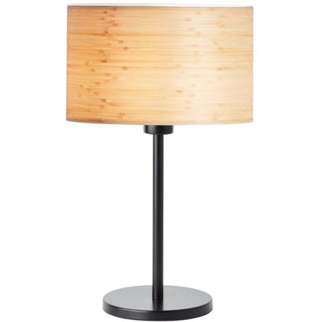 BRILLIANT lampe, lampe de table Romm bois clair / noir, 1x A60, E27, 52W, avec interrupteur à cordon