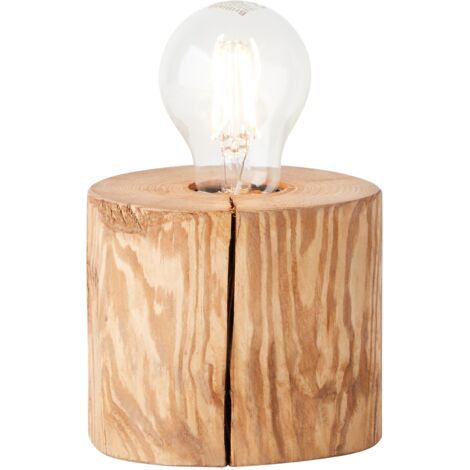 BRILLIANT lampe, lampe de table Trabo 10cm pin teinté, bois, 1x A60, E27, 25W, lampes normales (non incluses), A ++